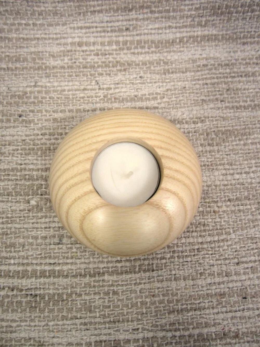 NEW Oak or Ash Wood Turned Tea Light Candle Holder Contemporary MCM Round Lite